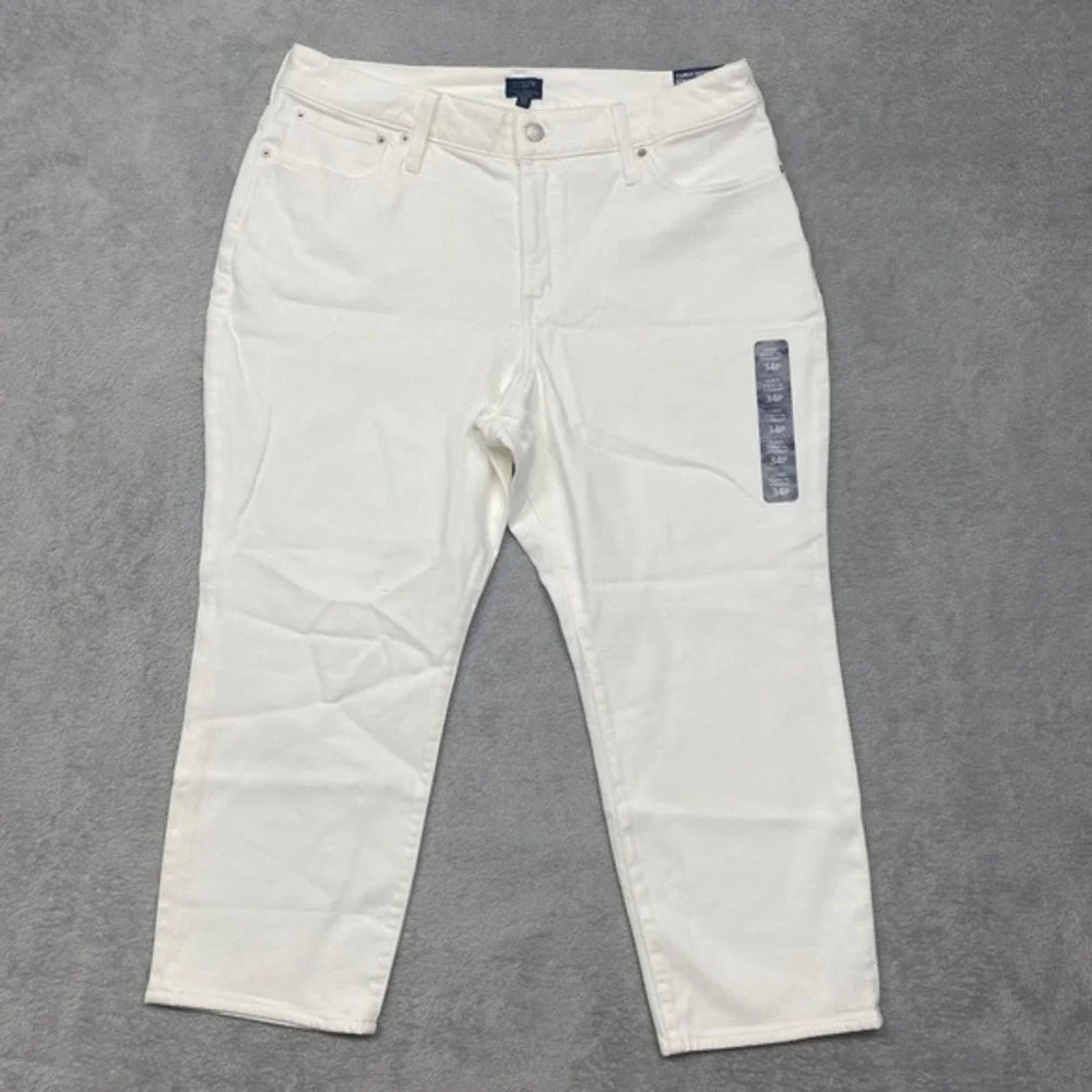 J Crew Jeans Womens 34 Petite White Curvy Essential‎ Straight Stretch BX452